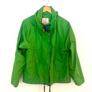 Vintage Kelly Green Jacket, Crop Rain Jacket, M/L, Preppy